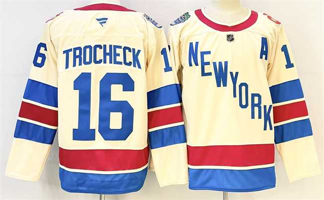 Mens New York Rangers #16 Vincent Trocheck Beige 2025-26 Winter Classic With A Patch Stitched Hockey Jersey