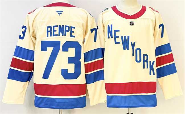 Mens New York Rangers #73 Matt Rempe Beige 2025-26 Winter Classic With A Patch Stitched Hockey Jersey