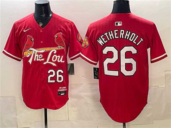Mens St. Louis Cardinals #26 JJ Wetherholt Red 2024 City Connect Stitched Jersey