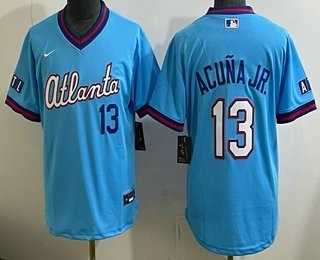 Youth Atlanta Braves #13 Ronald Acuna Jr Light Blue 2026 City Connect Stadium Jersey