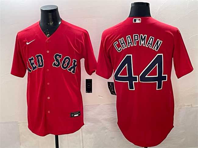 Mens Boston Red Sox #44 Aroldis Chapman Red Cool Base Stitched Jersey