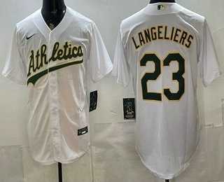 Mens Oakland Athletics #23 Shea Langeliers White Stitched Jersey