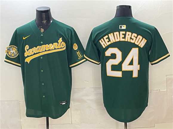 Mens Oakland Athletics #24 Rickey Henderson 2026 Green Alternate Sacramento Celebrating 125 Years Vapor Limited Stitched Jersey