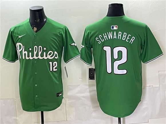 Mens Philadelphia Phillies #12 Kyle Schwarber Green Limited Stitched Jersey