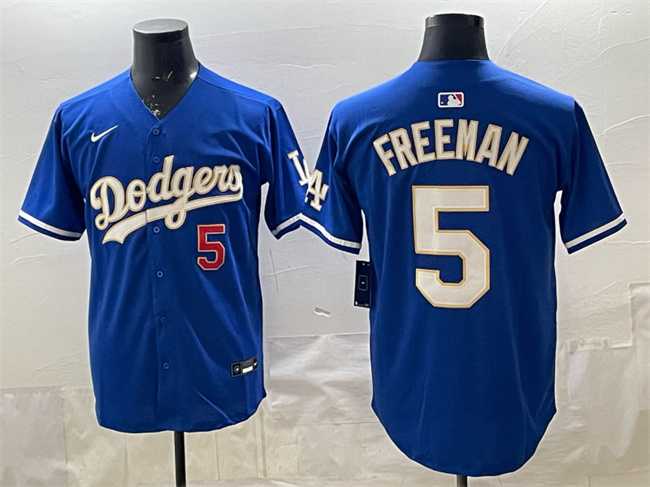 Mens Los Angeles Dodgers #5 Freddie Freeman Royal Limited Stitched Jersey