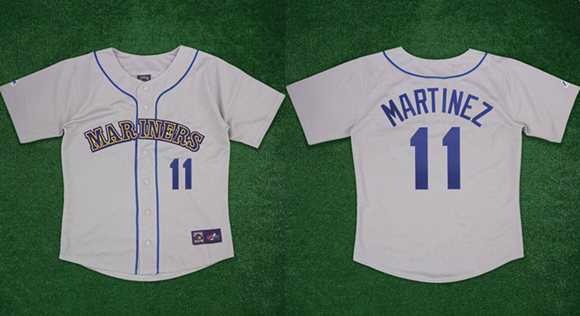 Mens Seattle Mariners #11 Edgar Martinez Gray 1989 Stitched Jersey