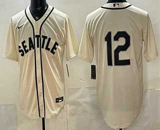 Mens Seattle Mariners #12 Josh Naylor Cream Alternate Stitched Jersey