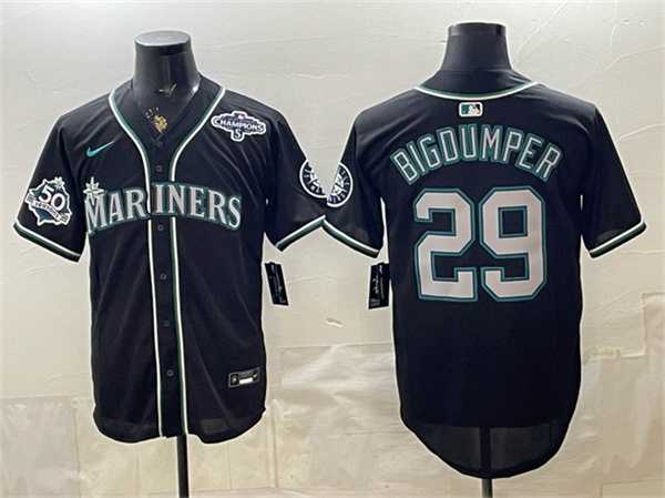 Mens Seattle Mariners #29 Big Dumper 50th Anniversary Black Out Style Vapor Premier Limited Stitched Jersey Dzhi