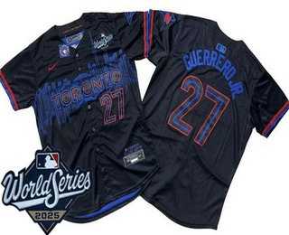 Mens Toronto Blue Jays #27 Vladimir Guerrero Jr Black City 2025 World Series Limited Jersey