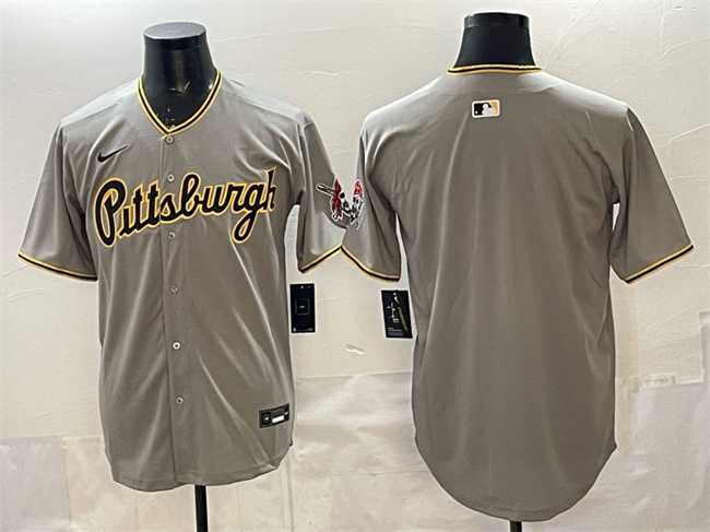 Mens Pittsburgh Pirates Blank Gray Limited Stitched Jersey