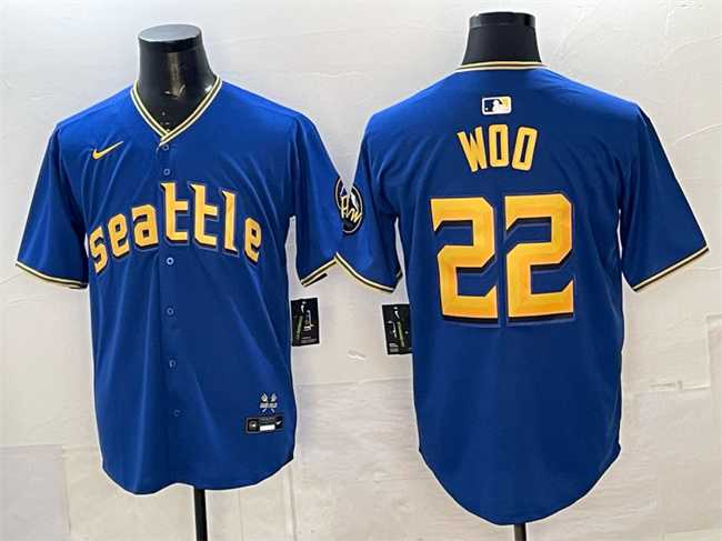 Mens Seattle Mariners #22 Bryan Woo Royal 2025 Limited Stitched jersey