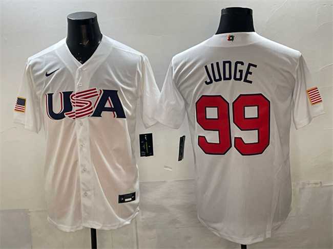 Mens USA #99 Aaron Judge White World Baseball Classic Stitched Jersey