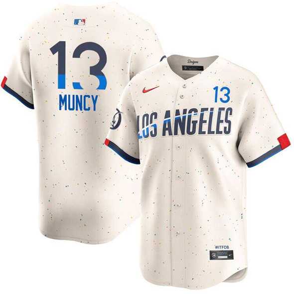 Mens Los Angeles Dodgers #13 Max Muncy Cream 2024 City Connect Limited Stitched Jersey Dzhi