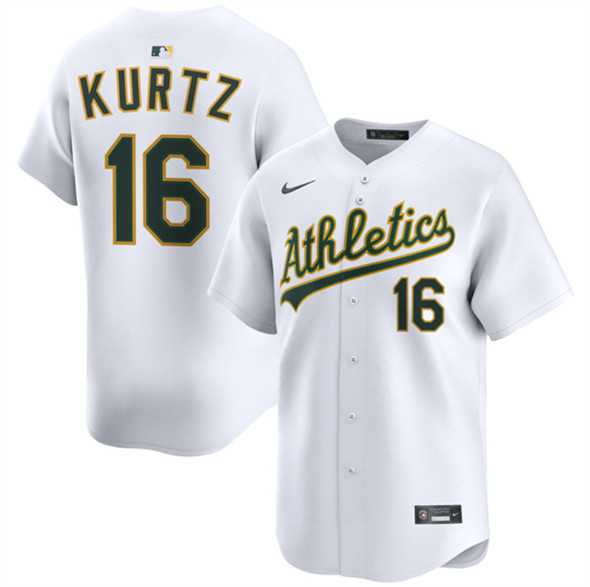 Mens Oakland Athletics #16 Nick Kurtz White 2024 Home Limited Stitched Jersey Dzhi