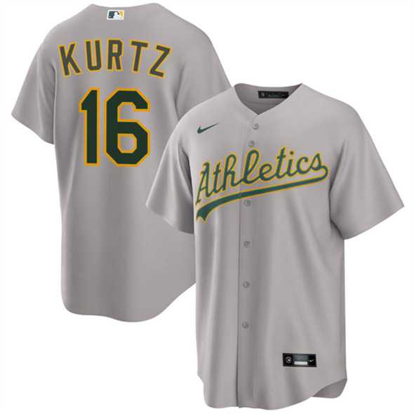 Mens Oakland Athletics #16 Nick Kurtz Gray 2024 Away Limited Stitched Jersey Dzhi