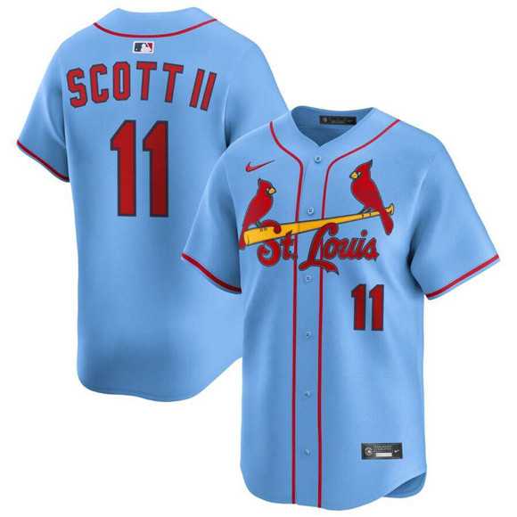 Mens St. Louis Cardinals #11 Victor Scott II Light Blue Alternate Limited Stitched Jersey Dzhi