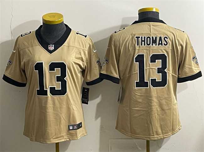 Womens New Orleans Saints #13 Michael Thomas Gold Alternate Vapor Limited Stitched Jersey