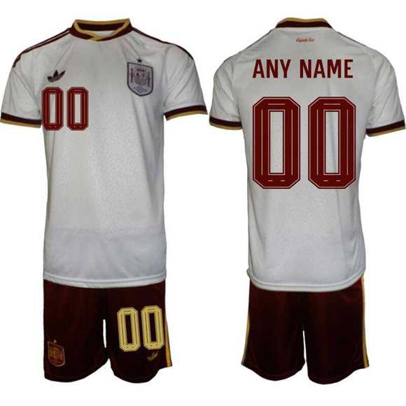 Mens Spain Team Custom White Soccer Jersey Suit