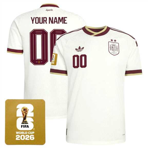 Mens Spain Team Custom 2026 World Cup Away Soccer Jersey