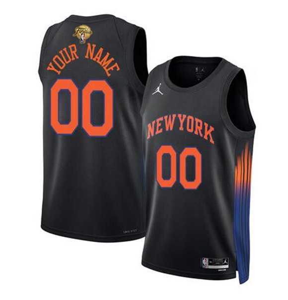 Mens New Yok Knicks Active Player Custom Black 2026 Finals Patch Statement Edition Stitched Basketball Jersey