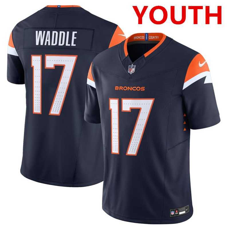 Youth Denver broncos #17 Jaylen Waddle navy 2026 f.u.s.e vapor untouchable limited stitched jersey Dzhi->->