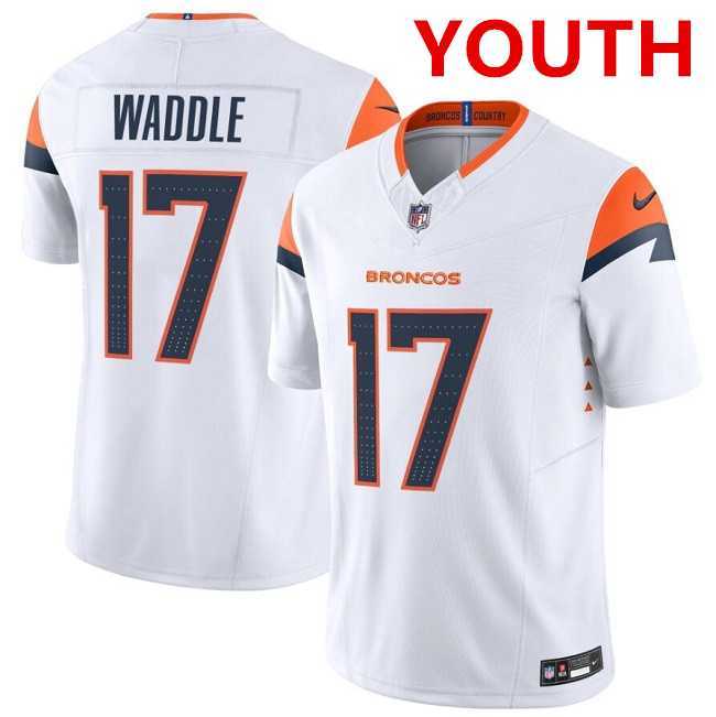 Youth Denver broncos #17 Jaylen Waddle white 2026 f.u.s.e vapor untouchable limited stitched jersey Dzhi->->