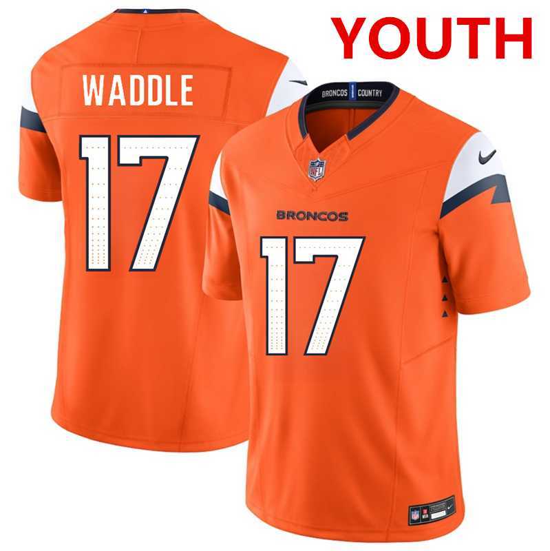 Youth Denver broncos #17 Jaylen Waddle orange 2026 f.u.s.e. vapor limited stitched jersey Dzhi->->
