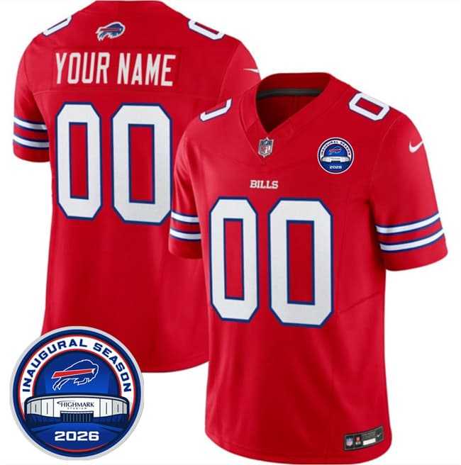 Mens Buffalo Bills Active Player Custom Red F.U.S.E. 2026 Inaugural Season at Highmark Stadium Stitched Jersey