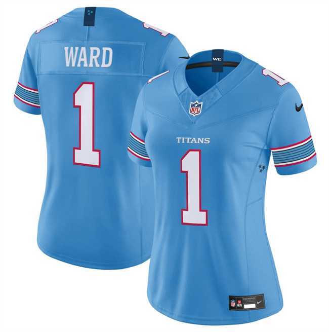 Womens Tennessee Titans #1 Cameron Ward Light Blue 2026 F.U.S.E. Vapor Limited Stitched Jersey Dzhi->->