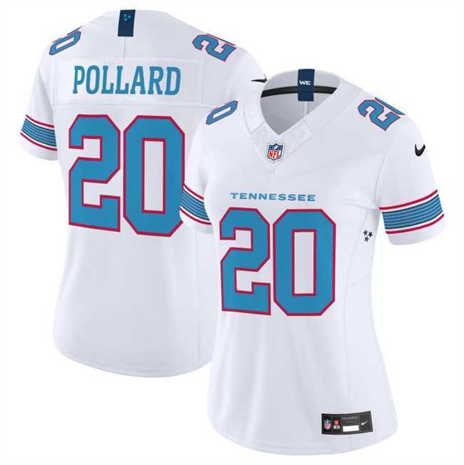 Womens Tennessee Titans #20 Tony Pollard White 2026 F.U.S.E. Vapor Limited Stitched Jersey Dzhi->->