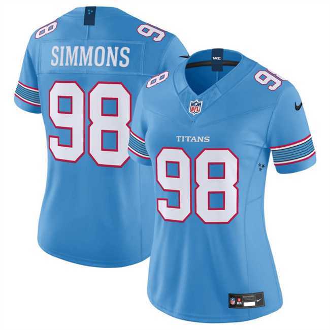 Womens Tennessee Titans #98 Jeffery Simmons Light Blue 2026 F.U.S.E. Vapor Limited Stitched Jersey Dzhi->->