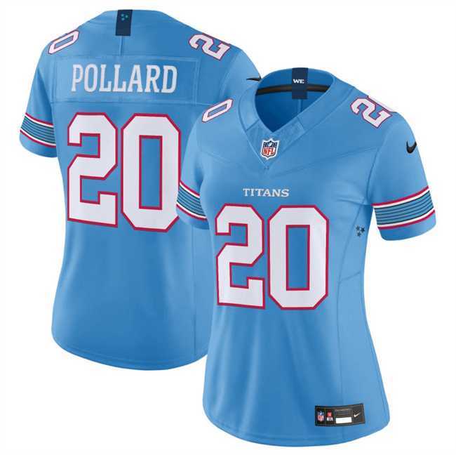 Womens Tennessee Titans #20 Tony Pollard Light Blue 2026 F.U.S.E. Vapor Limited Stitched Jersey Dzhi->->