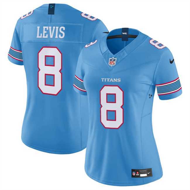 Womens Tennessee Titans #8 Will Levis Light Blue 2026 F.U.S.E. Vapor Limited Stitched Jersey Dzhi->->
