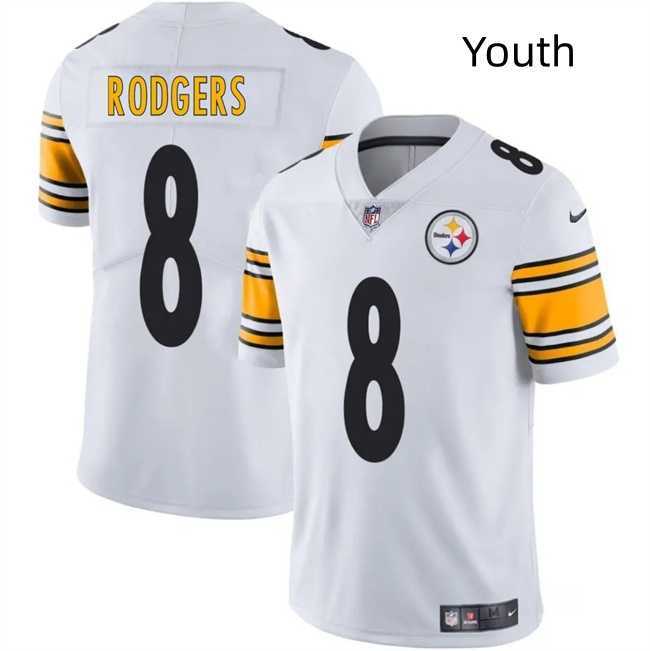 Youth Pittsburgh Steelers #8 Aaron Rodgers White 2025 Vapor Limited Stitched Jersey Dzhi->->