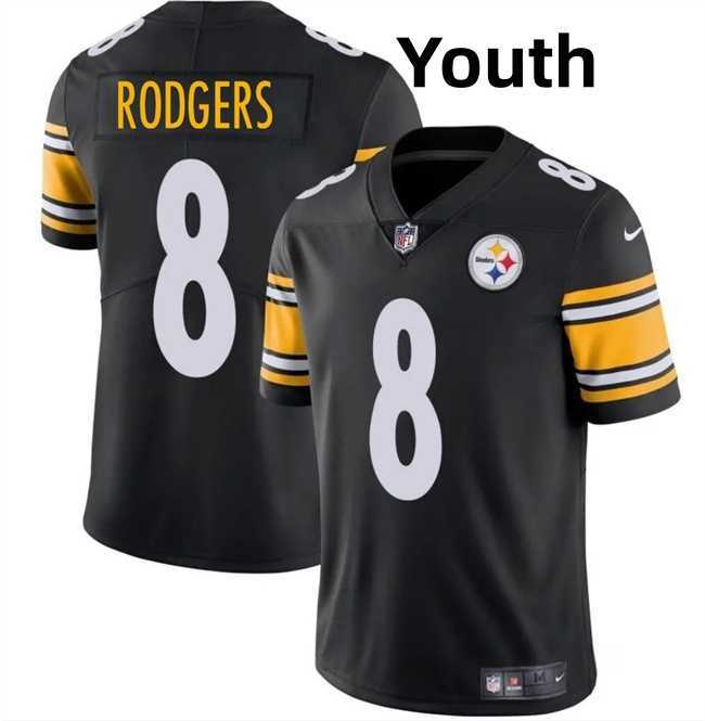 Youth Pittsburgh Steelers #8 Aaron Rodgers Black 2025 Vapor Limited Stitched Jersey Dzhi->->