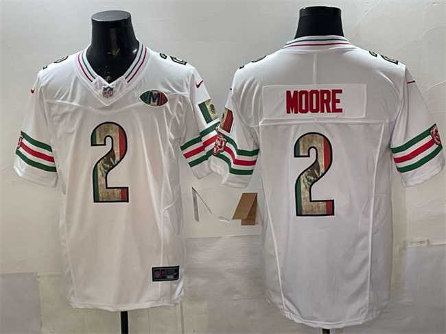 Mens Chicago Bears #2 D.J. Moore White Mexico F.U.S.E. With VMH Patch Stitched Jersey