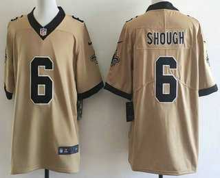 Mens New Orleans Saints #6 Tyler Shough Limited Gold Alternate Vapor Jersey->->