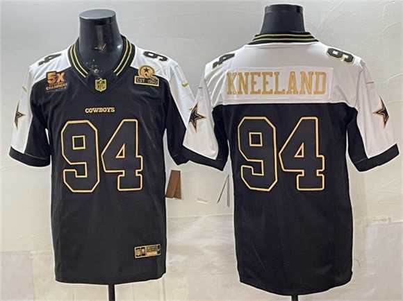Mens Dallas Cowboys #94 Marshawn Kneeland Black Gold 2025 F.U.S.E. With 5x Super Bowl Champions & Established In 1960 Patch Vapor Limited Stitched Jersey1