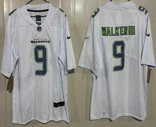 Mens Seattle Seahawks #9 Kenneth Walker III Limited White Fashion Vapor Jersey->->
