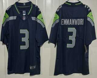 Mens Seattle Seahawks #3 Nick Emmanwori Limited Navy Vapor Jersey->->
