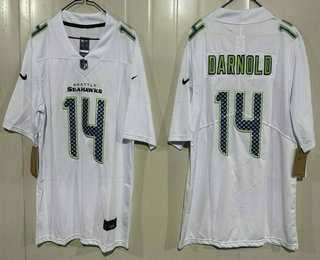 Mens Seattle Seahawks #14 Sam Darnold Limited White Fashion Vapor Jersey->->