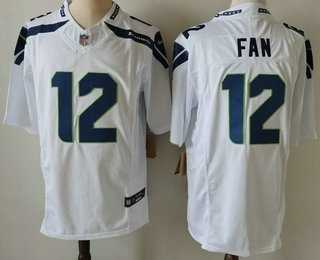 Mens Seattle Seahawks #12 Fan Limited FUSE White Vapor Jersey->->