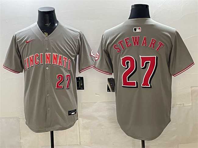 Mens Cincinnati Reds #27 Sal Stewart Grey Road Limited Stitched Jersey