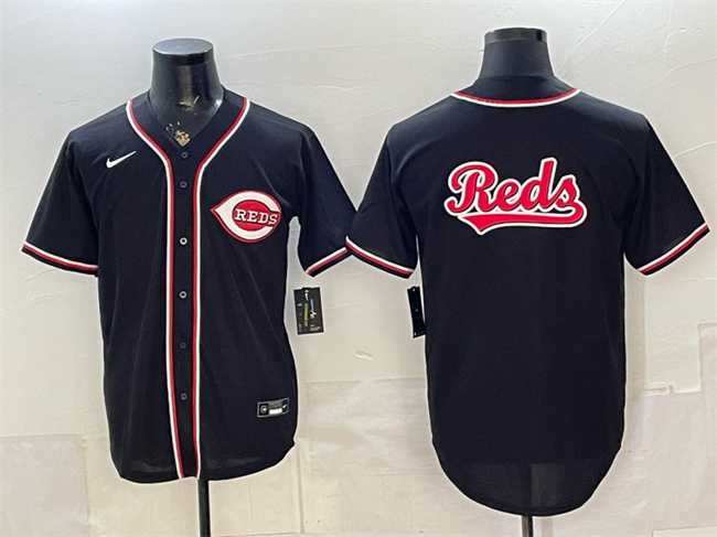 Mens Cincinnati Reds Team Big Logo 2026 Fashion Replica Black Out Stitched Jersey Dzhi
