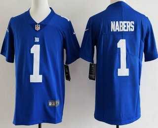 Youth New York Giants #1 Malik Nabers Limited Blue Vapor Jersey->->