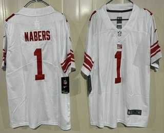 Youth New York Giants #1 Malik Nabers Limited White Vapor Jersey->->