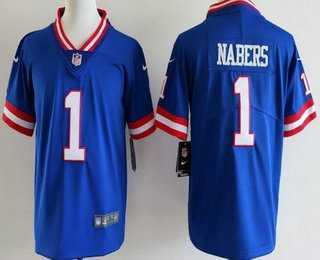 Youth New York Giants #1 Malik Nabers Limited Blue Classic Vapor Jersey->->
