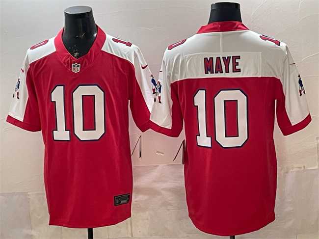 Mens New England Patriots #10 Drake Maye Red Alternate F.U.S.E. Throwback Vapor Limited Stitched Jersey