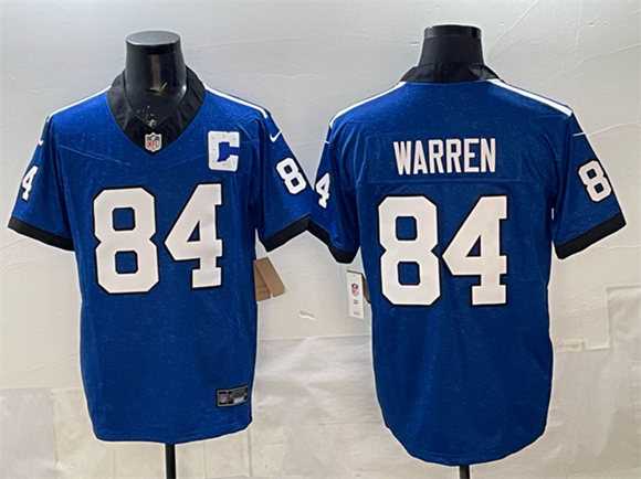 Mens Indianapolis Colts #84 Tyler Warren Blue 2025 F.U.S.E. Throwback Vapor Limited Stitched Jersey