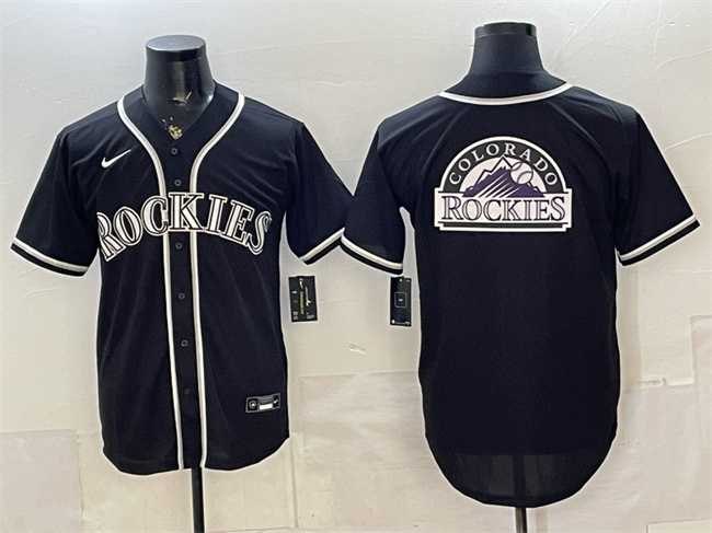 Mens Colorado Rockies Team Big Logo 2026 Fashion Replica Black Out Stitched Jersey Dzhi